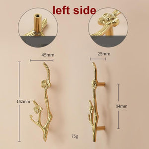 Solid Brass Floral Cabinet Pulls & Knobs - Gold Finish for Cabinets - #10 right side / 1pc