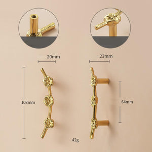 Solid Brass Floral Cabinet Pulls & Knobs - Gold Finish for Cabinets - view 2