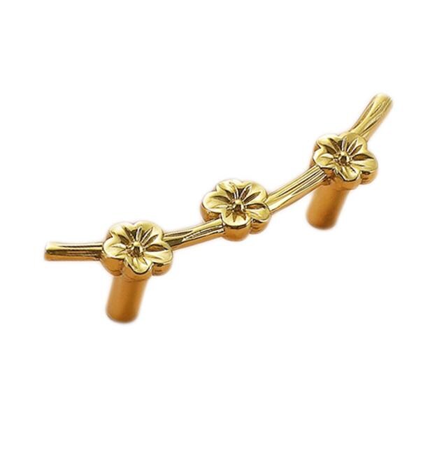 Solid Brass Flowering Branch Drawer Knob 20 103mm 3/4" 4" Brass Color Kitchen Door Drawer Pull Furniture Hardware Wholesale