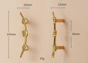 Solid Brass Floral Cabinet Pulls & Knobs - Gold Finish for Cabinets - view 7