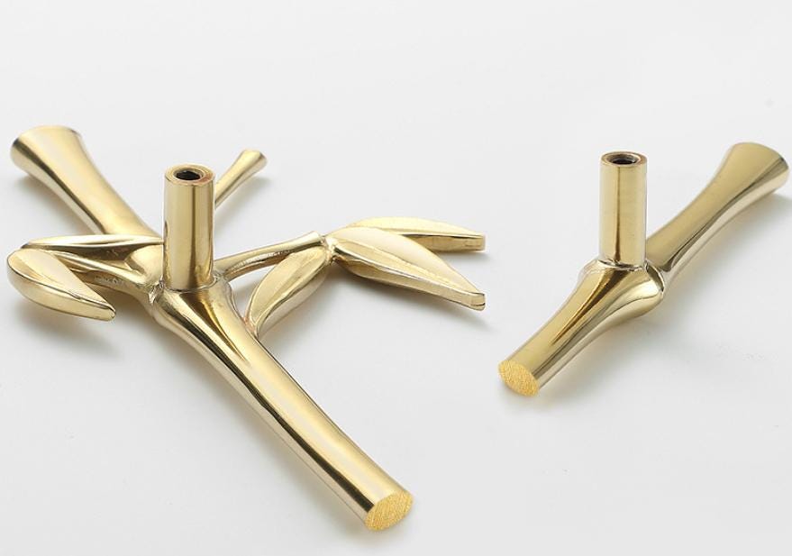 Solid Brass Bamboo Branch Drawer Knob 79 230mm 3" 9" Brass Color Kitchen Door Drawer Pull Furniture Hardware Wholesale