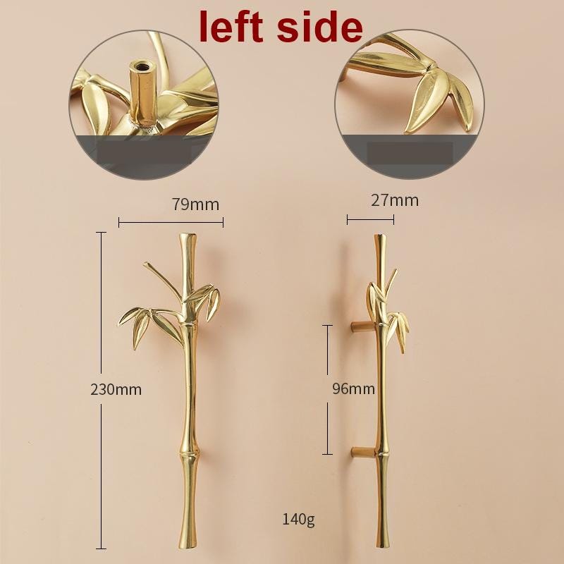 Solid Brass Bamboo Branch Drawer Knob 79 230mm 3" 9" Brass Color Kitchen Door Drawer Pull Furniture Hardware Wholesale