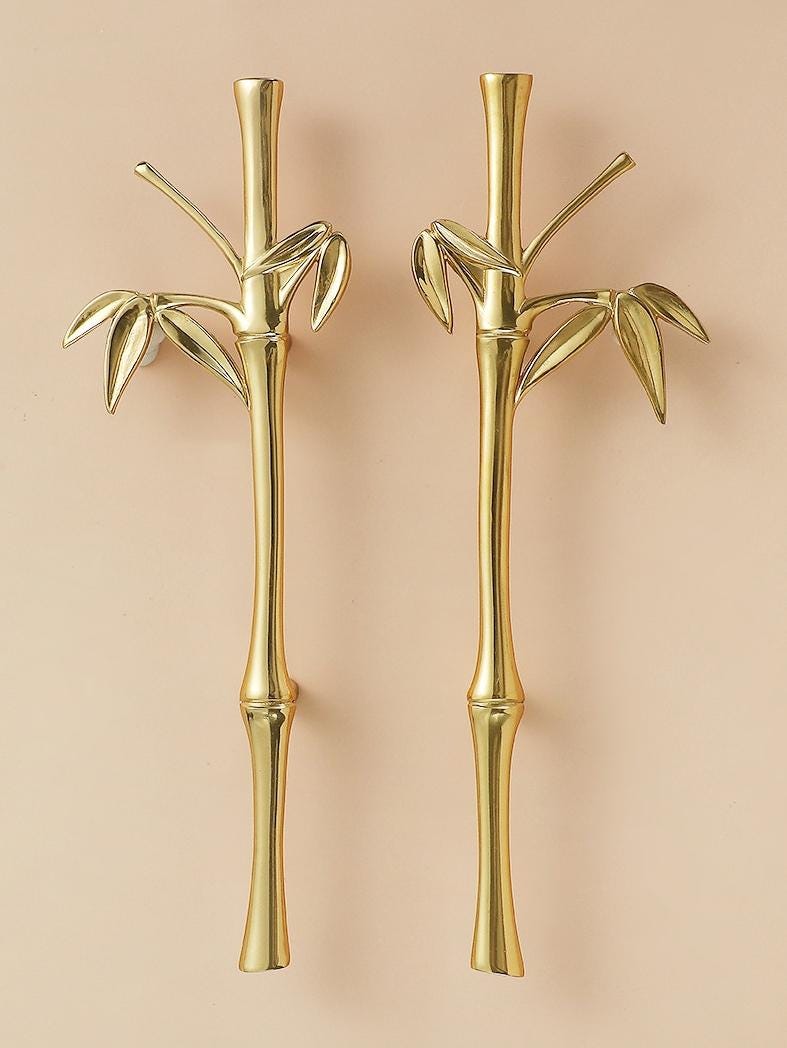 Solid Brass Bamboo Branch Drawer Knob 79 230mm 3" 9" Brass Color Kitchen Door Drawer Pull Furniture Hardware Wholesale