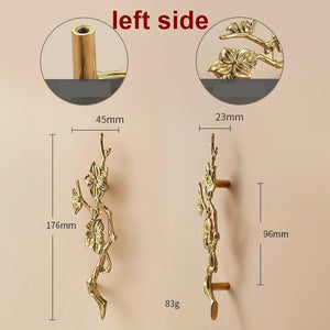 Solid Brass Floral Cabinet Pulls & Knobs - Gold Finish for Cabinets - #13 right side / 1pc
