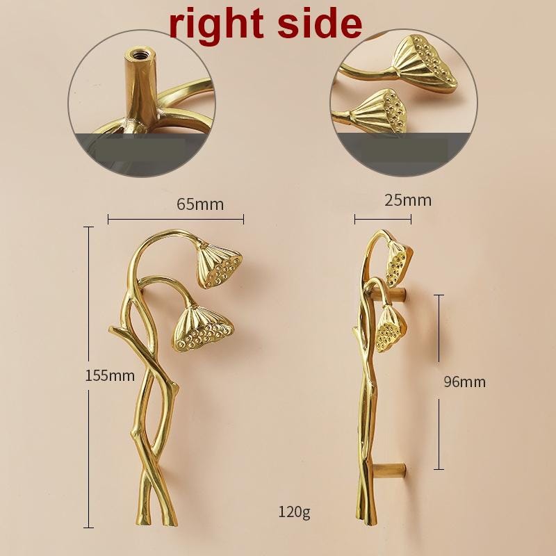 Solid Brass Flowering Branch Drawer Knob 65 155mm 2" 6" Brass Color Kitchen Door Drawer Pull Furniture Hardware Wholesale