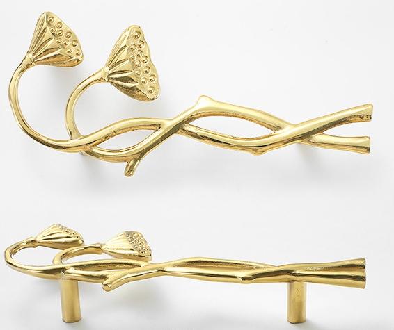 Solid Brass Flowering Branch Drawer Knob 65 155mm 2" 6" Brass Color Kitchen Door Drawer Pull Furniture Hardware Wholesale