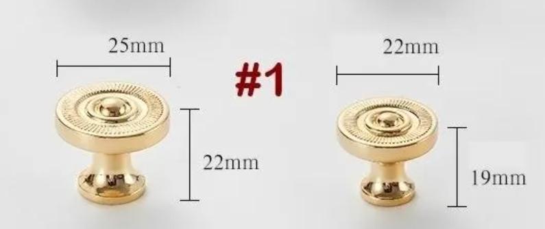 Solid Brass Drawer Knob 22 25 mm 7/8" 1" Gold Color Kitchen Door Drawer Pull Furniture Hardware Wholesale