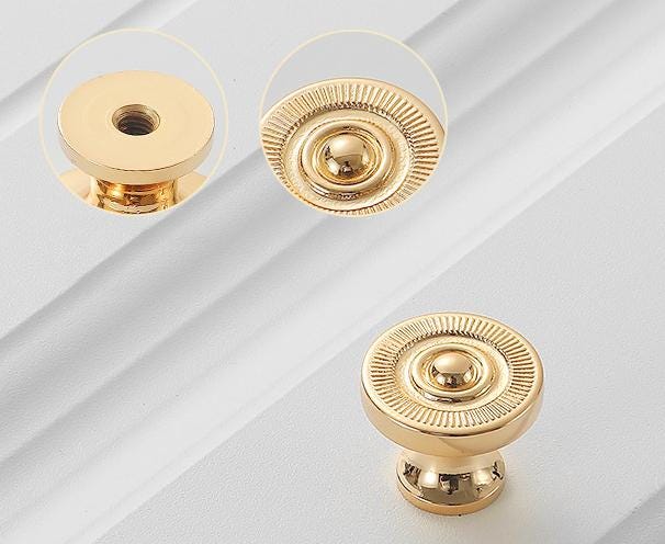 Solid Brass Drawer Knob 22 25 mm 7/8" 1" Gold Color Kitchen Door Drawer Pull Furniture Hardware Wholesale