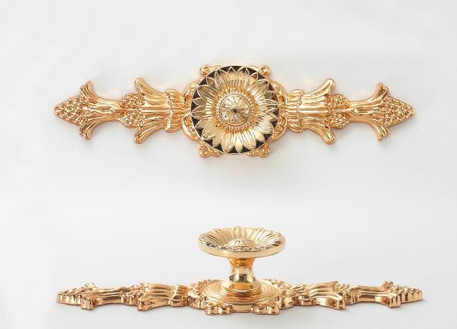 Solid Brass Flower With Leaves Drawer Knob 23/25 140 mm 1" 6" Gold Color Kitchen Door Drawer Pull Furniture Hardware Wholesale