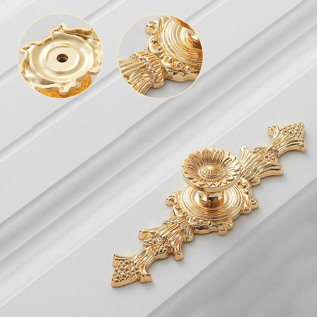 Solid Brass Flower With Leaves Drawer Knob 23/25 140 mm 1" 6" Gold Color Kitchen Door Drawer Pull Furniture Hardware Wholesale