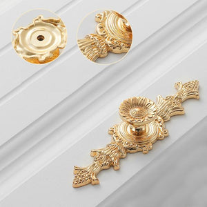 Solid Brass Floral Cabinet Pulls & Knobs - Gold Finish for Cabinets - view 3
