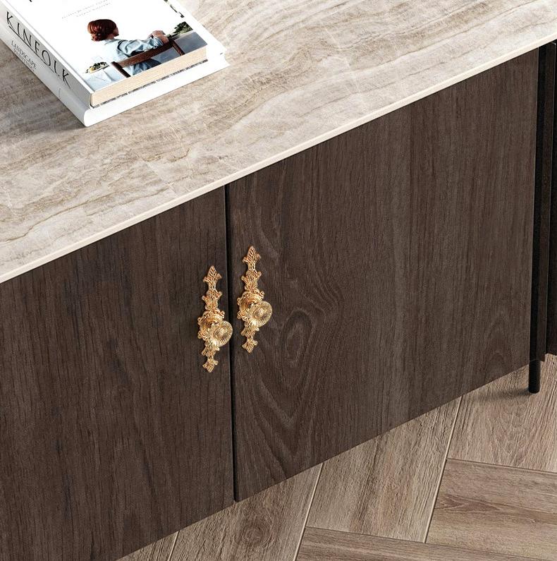 Solid Brass Flower With Leaves Drawer Knob 23/25 140 mm 1" 6" Gold Color Kitchen Door Drawer Pull Furniture Hardware Wholesale
