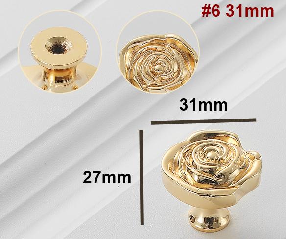 Solid Brass Flower Drawer Knob 24 31 mm 1" 1 1/4" Gold Color Kitchen Door Drawer Pull Furniture Hardware Wholesale