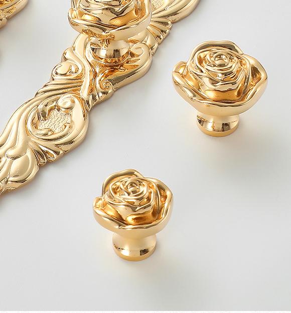 Solid Brass Flower Drawer Knob 24 31 mm 1" 1 1/4" Gold Color Kitchen Door Drawer Pull Furniture Hardware Wholesale