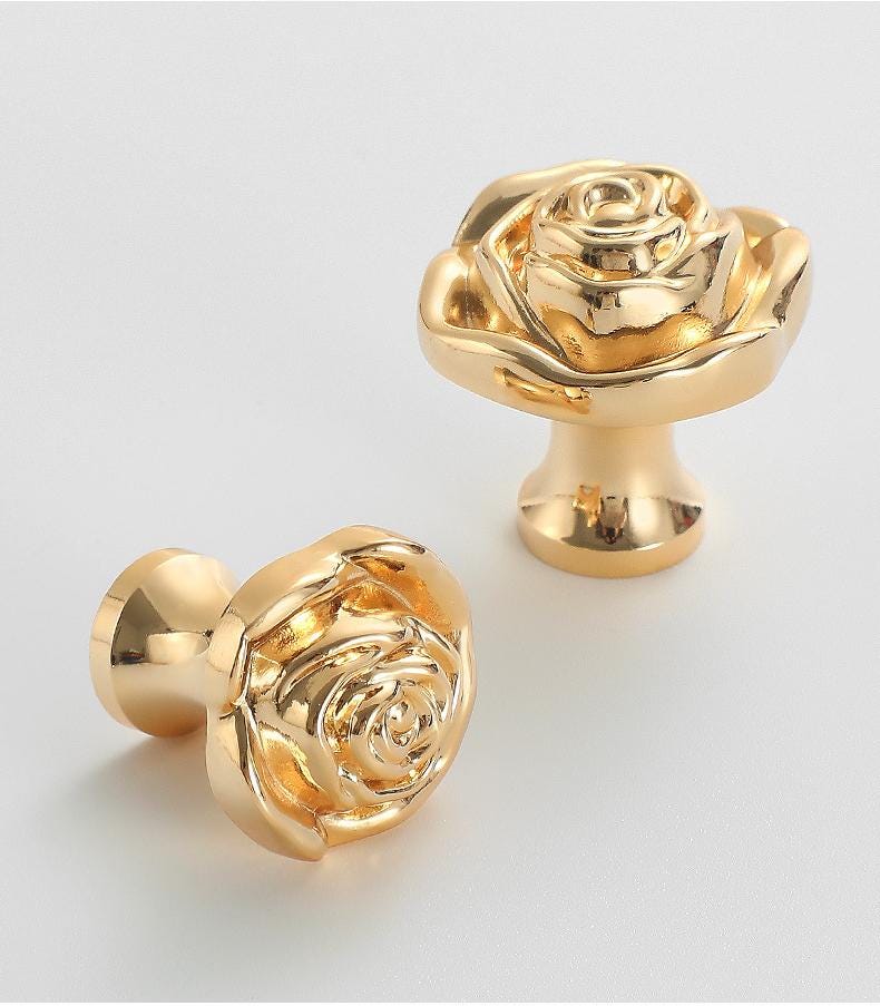 Solid Brass Flower Drawer Knob 24 31 mm 1" 1 1/4" Gold Color Kitchen Door Drawer Pull Furniture Hardware Wholesale
