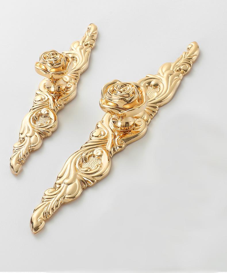 Solid Brass Flower With Leaves Drawer Knob 149 190 mm 6" 8" Gold Color Kitchen Door Drawer Pull Furniture Hardware Wholesale