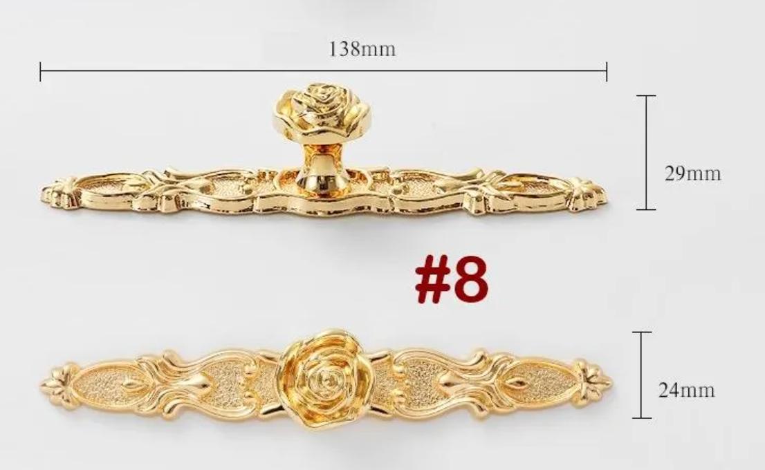 Solid Brass Flower With Leaves Drawer Knob 29 138 mm 1 1/8" 5 1/2" Gold Color Kitchen Door Drawer Pull Furniture Hardware Wholesale