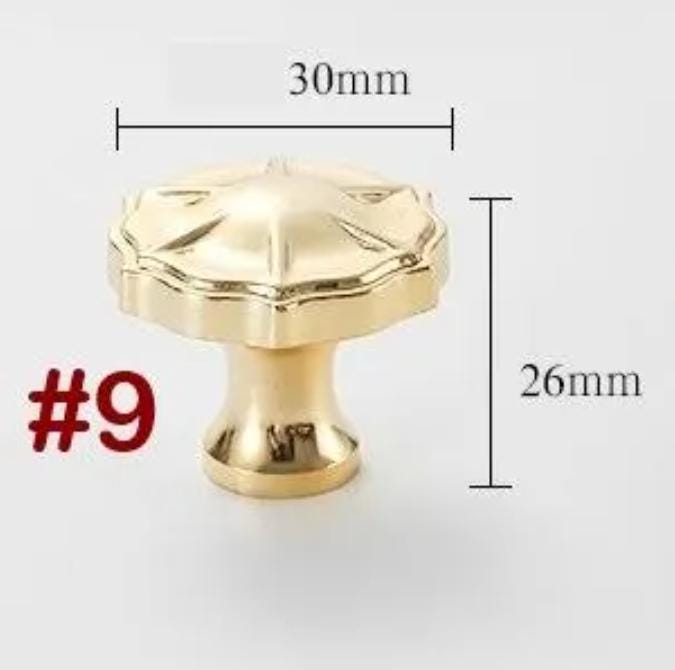 Solid Brass Drawer Knob 26 30 mm 1" 1/8" Gold Color Kitchen Door Drawer Pull Furniture Hardware Wholesale