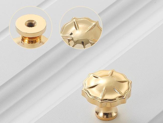 Solid Brass Round Cabinet Pulls & Knobs - Gold Finish for Cabinets - view 3
