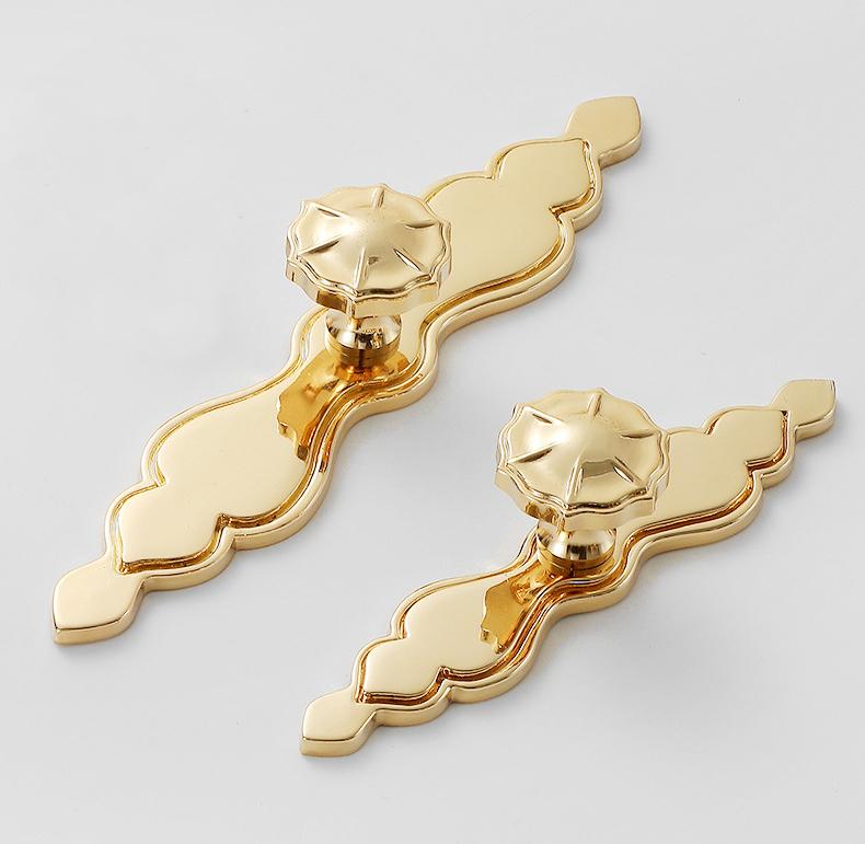 Solid Brass Flower With Leaves Drawer Knob 120 174 mm 5" 8" Gold Color Kitchen Door Drawer Pull Furniture Hardware Wholesale
