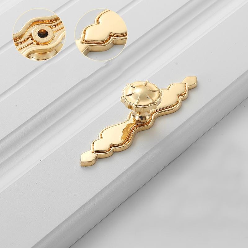 Solid Brass Flower With Leaves Drawer Knob 120 174 mm 5" 8" Gold Color Kitchen Door Drawer Pull Furniture Hardware Wholesale