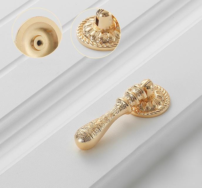 Solid Brass Drop Ring Drawer Pull Knob Door Knocker 34 86 mm 1 3/8 3 3/8 Inches Gold Color Kitchen Furniture Hardware Wholesale Bulk