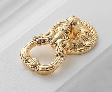 Solid Brass Drop Ring Drawer Pull Knob Door Knocker 34 60 mm 1 3/8 2 3/8 Inches Gold Color Kitchen Furniture Hardware Wholesale Bulk
