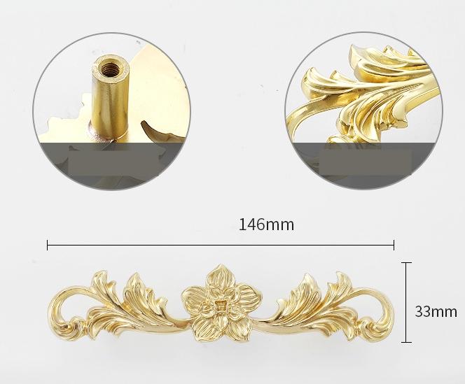Solid Brass Flowering Branch Drawer Knob 24 146mm 1" 5 3/4" Gold Color Kitchen Door Drawer Pull Furniture Hardware Wholesale
