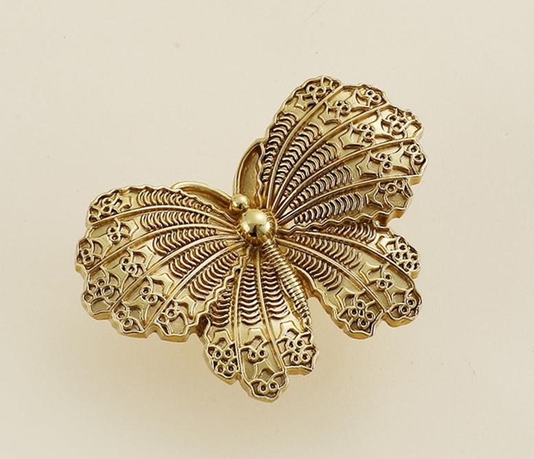 Solid Brass Butterfly Drawer Knob 24 60mm 1" 2 3/8" Gold Color Kitchen Door Drawer Pull Furniture Hardware Wholesale