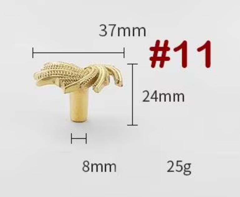Solid Brass Flower Drawer Knob 24 37mm 1" 1 1/2" Gold Color Kitchen Door Drawer Pull Furniture Hardware Wholesale