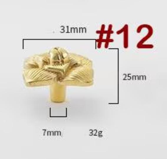 Solid Brass Flower Drawer Knob 25 31mm 1" 1 1/4" Gold Color Kitchen Door Drawer Pull Furniture Hardware Wholesale