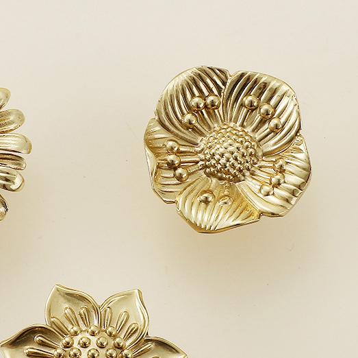 Solid Brass Flower Drawer Knob 22 44mm 7/8" 1 3/4" Gold Color Kitchen Door Drawer Pull Furniture Hardware Wholesale