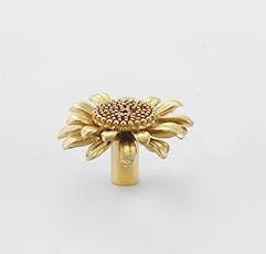 Solid Brass Flower Drawer Knob 24 42mm 1" 1 5/8" Gold Color Kitchen Door Drawer Pull Furniture Hardware Wholesale