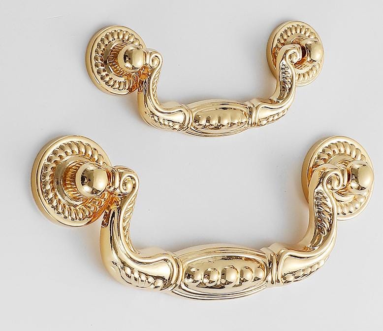 Solid Brass Cabinet Pulls & Knobs - Gold Finish Furniture Hardware - view 4