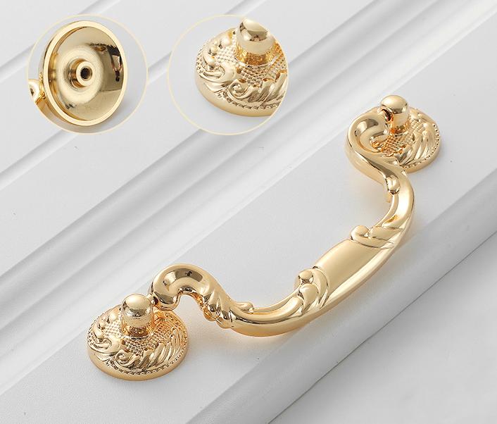 Solid Brass Drawer Pull Handle Gold Color 4 6 9 Inches 104 161 225 mm Kitchen Cabinet Door Furniture Decor Hardware Wholesale