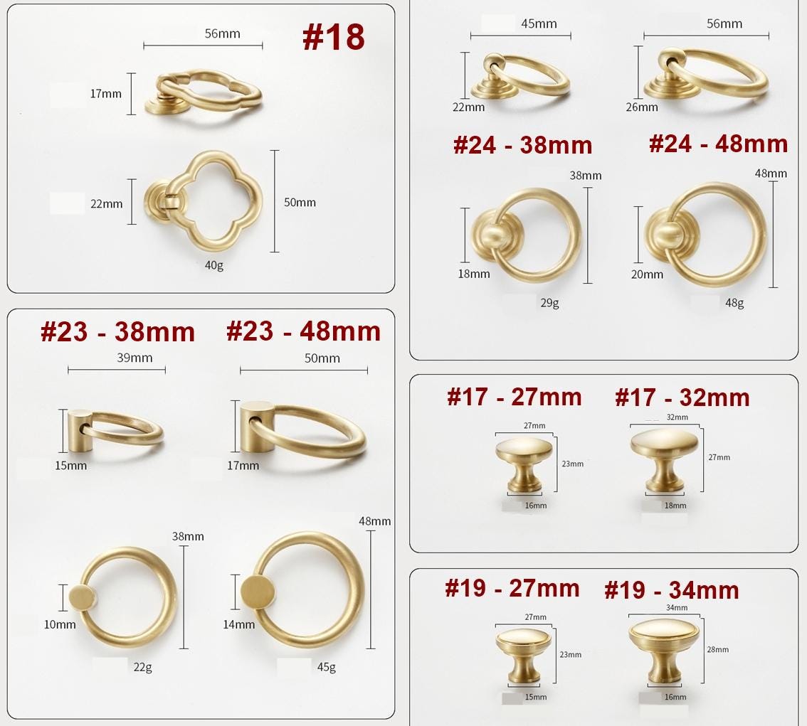Solid Brass Cabinet Cup Pulls - Furniture for Cabinets & Drawers - #3 / 1pc