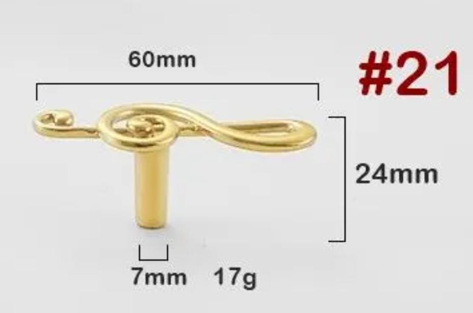 Solid Brass Treble Clef Drawer Knob 24 60mm 1" 2 3/8" Gold Color Kitchen Door Drawer Pull Furniture Hardware Wholesale