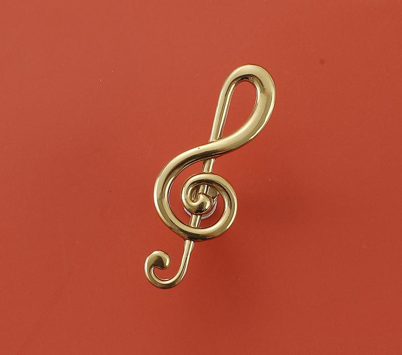 Solid Brass Treble Clef Drawer Knob 24 60mm 1" 2 3/8" Gold Color Kitchen Door Drawer Pull Furniture Hardware Wholesale