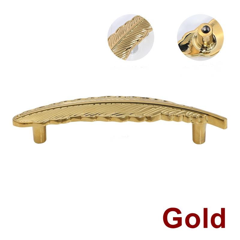 Solid Brass Feather Drawer Pull Handle 129 163mm 5 1/8" 6 1/2" Gold Color Kitchen Door Drawer Pull Furniture Hardware Wholesale