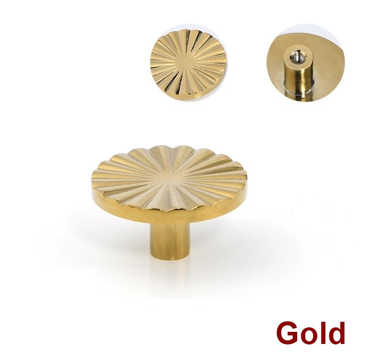 Solid Brass Sunflower Drawer Knob 30 37 38mm 1 1/8" 1 1/2" Gold Brass Color Kitchen Door Drawer Pull Furniture Hardware Wholesale