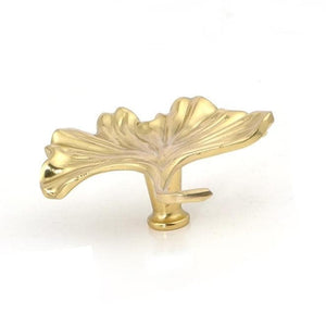 Solid Brass Leaf Cabinet Pulls & Knobs - Gold Finish for Cabinets - #8 left/brass/65mm / 1pc