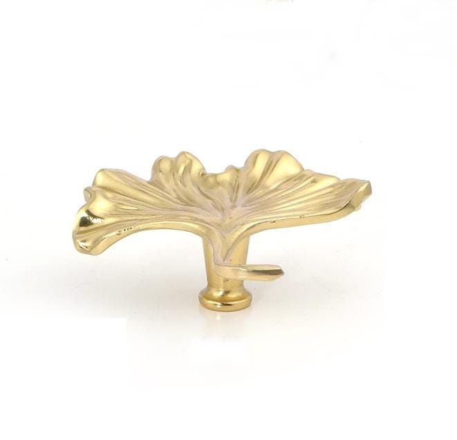 Solid Brass Leaf Drawer Knob 23 65mm 7/8" 2 1/2" Brass Color Kitchen Door Drawer Pull Furniture Hardware Wholesale