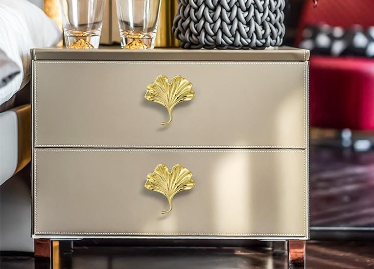 Solid Brass Leaf Cabinet Pulls & Knobs - Gold Finish for Cabinets - view 8