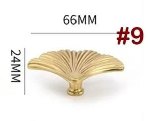 Solid Brass Leaf Cabinet Pulls & Knobs - Gold Finish for Cabinets - view 2