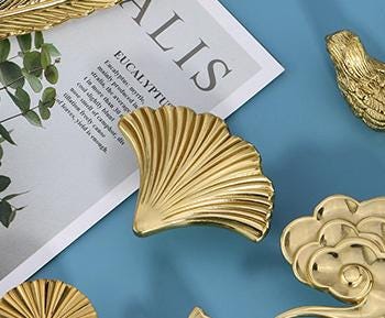 Solid Brass Leaf Cabinet Pulls & Knobs - Gold Finish for Cabinets - view 6