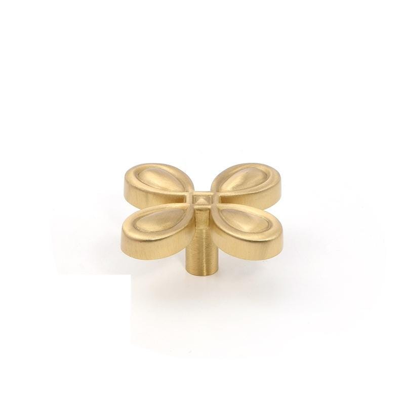 Solid Brass Flower Drawer Knob 20 40mm 7/8" 1 5/8" Gold Color Kitchen Door Drawer Pull Furniture Hardware Wholesale