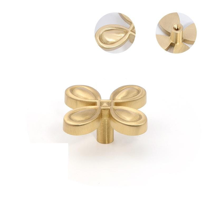 Solid Brass Flower Drawer Knob 20 40mm 7/8" 1 5/8" Gold Color Kitchen Door Drawer Pull Furniture Hardware Wholesale