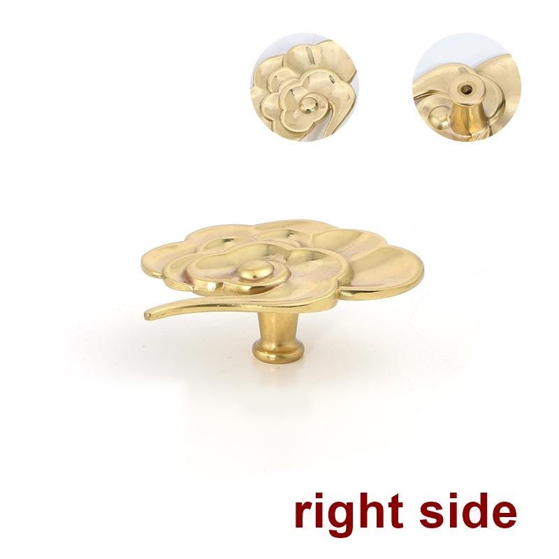 Solid Brass Leaf Cabinet Pulls & Knobs - Gold Finish for Cabinets - view 4