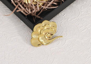 Solid Brass Leaf Cabinet Pulls & Knobs - Gold Finish for Cabinets - #14 left/gold/64mm / 1pc