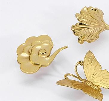 Solid Brass Leaf Cabinet Pulls & Knobs - Gold Finish for Cabinets - view 7